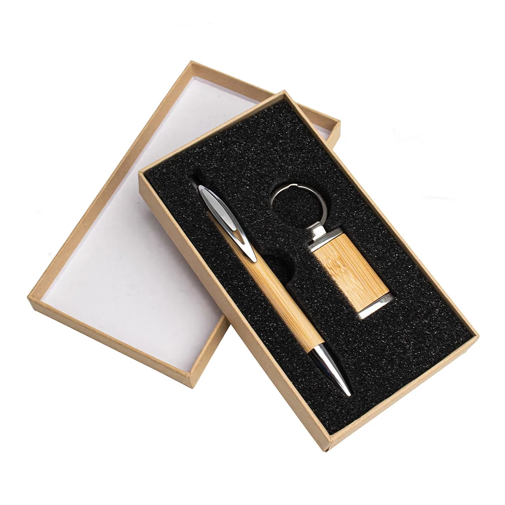 Kit Caneta e Chaveiro Bambu personalizado - 18835