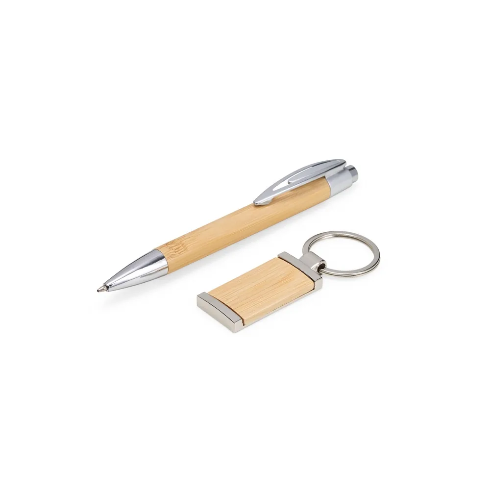 Kit Caneta e Chaveiro Bambu personalizado - 18835